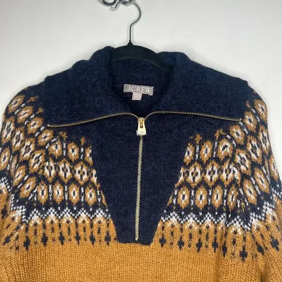 J. Crew Fair Isle Half Zip Brushed Yarn Sweater Size Small - Picture 5 of 10